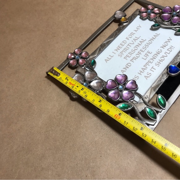 Silver-Tone Metal Frame with Colored Glass Floral Motif - Picture 11 of 12